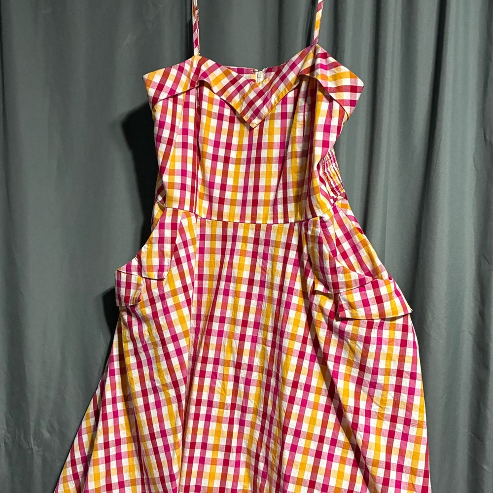 Voodoo Vixen Pink and Orange Plaid dress